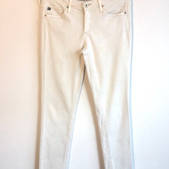 AG Adriano Goldschmeid The Stilt Cigarette Leg Ivory Jeans 27R - Picture 2 of 5